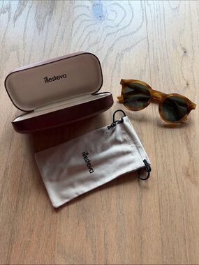 Illesteva Round Tortoiseshell Leonard Sunglasses with Greenish Lenses